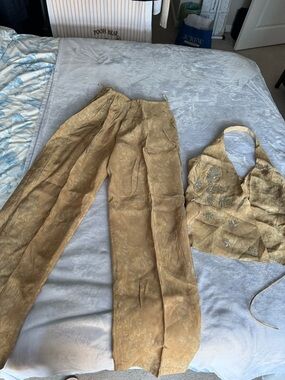 Zara - Golden Jacquard Pants - Women's- XS set